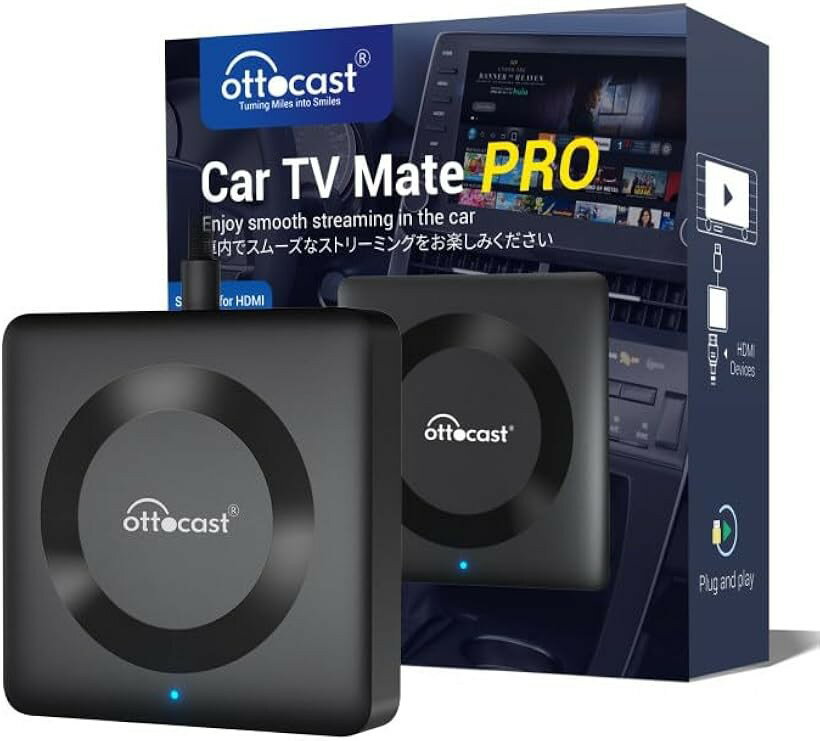 オットキャスト Car TV Mate Pro カーテレビメイト HDMI™出力のTV stick/スクリーンキャスター/DVDなど接続可能 ワイヤレス CarPlay/iphone対応可能 技適取得済み品 (ブラック)