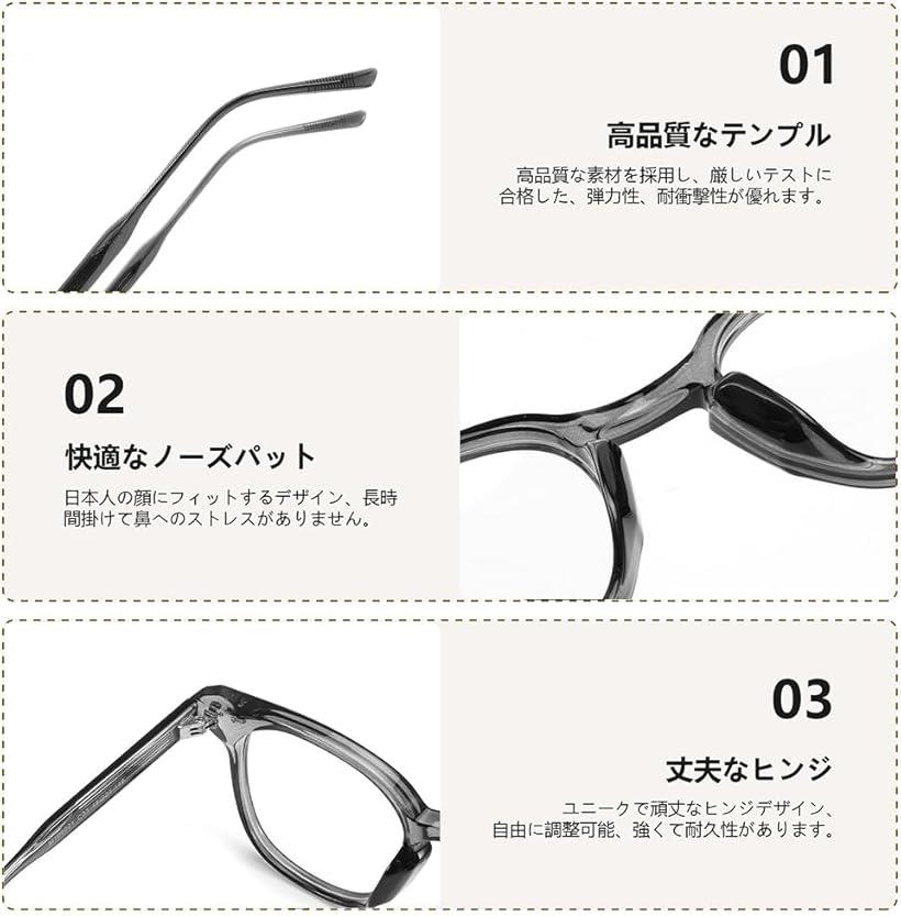 OHstoreのブルーライトカット メガネ UV400 紫外線カット 視力保護 パソコン用 度なし 超軽量 おしゃれ TR90 男女兼用 B1132 (グレー)｜アングル3