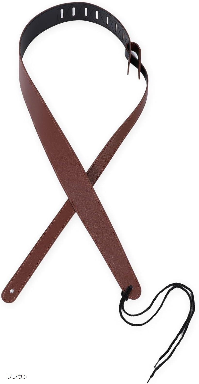 ギター ストラップ ベース guitar エレキ ウクレレ アコギ PU フェイク レザー アコースティック メンテナンス(ブラウン)