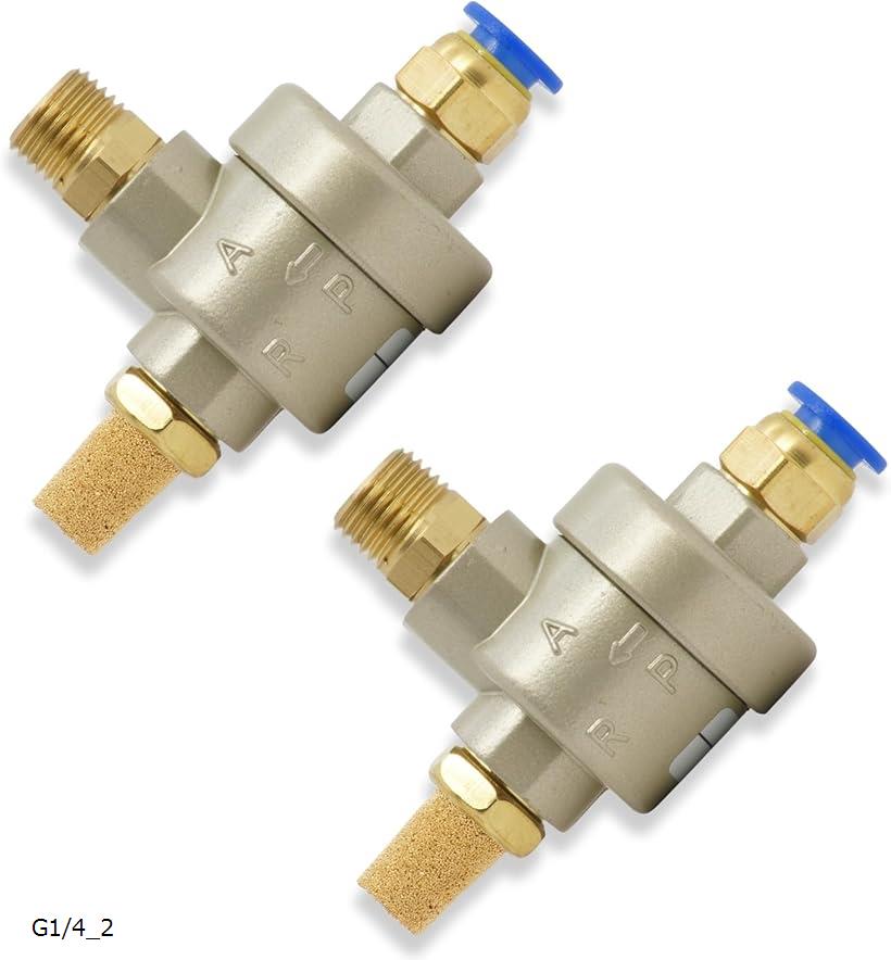 エキゾーストバルブ 急速排気弁 エアー式 空気圧 ビードブレーカー タイヤチェンジャー用 シリンダー リリーフバルブ ねじG1/4 2個 (G1/4_2)