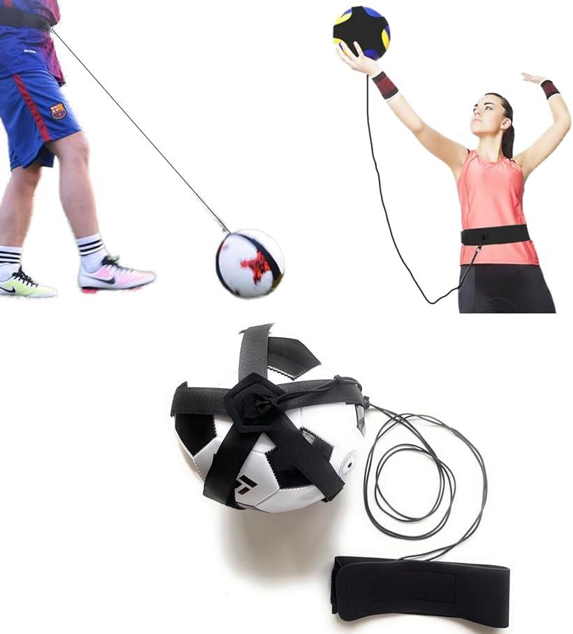 サッカー バレー 共用 セルフ トレーニング 自主 練習 リフティング パス サーブ レシーブ 4号 5号 球 対応(ブラック)
