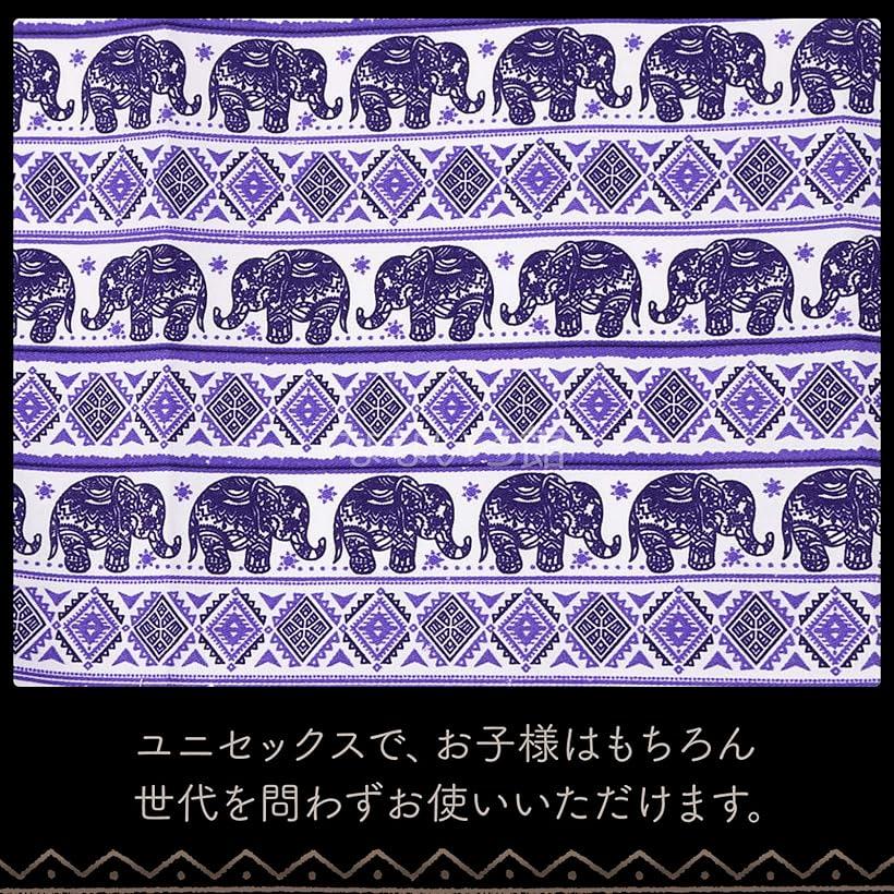 ゾウ柄 キャンバス生地 約115 x 200cm 綿 コットン ハンドメイド 手芸用 アジアン エスニック 布 パープル (パープル) ohstore-10631412 OHstore サンプル画像3