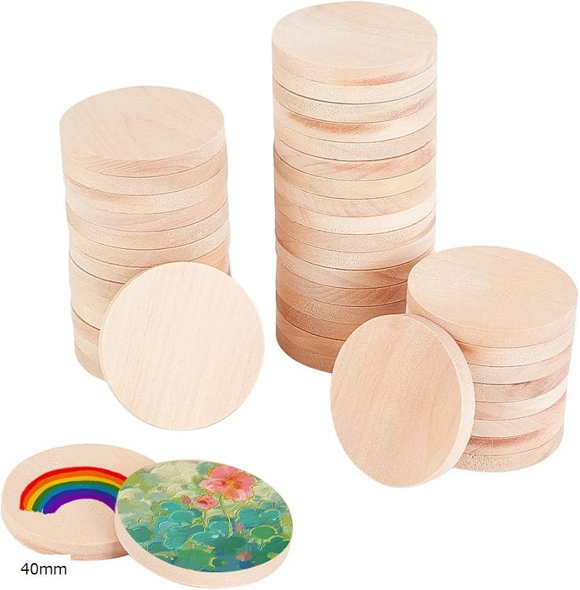 木材チップ 無染色装飾用木材チップ 未完成 木片 木製カード ハンドメイド デコレーション ホーム装飾 部屋飾り物 手芸材料 工芸品 (50個, 40mm)