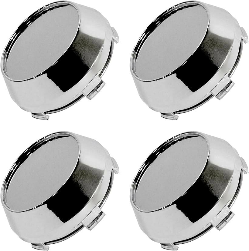 ホイールセンターキャップ ハブ ボア 4個セット アルミ シール 45mm (シルバー, 外径60mm / 内径56mm)