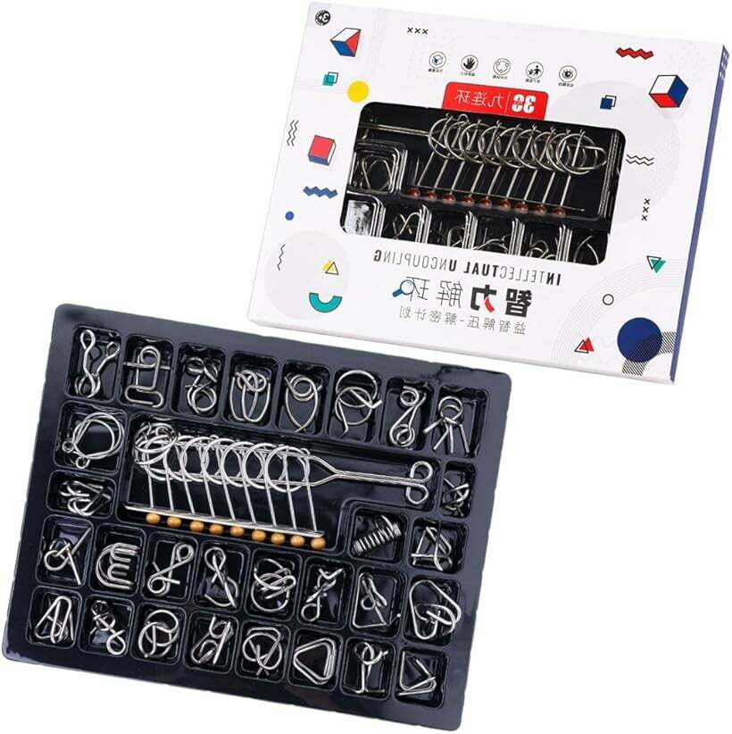 知恵の輪 30種類 ちえのわ リング パズル 子供 大人 脳トレ 手遊び (30個セット)