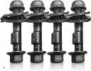 互換品 キャンバーボルト 調整 調整式 14mm M14 超硬 車 汎用 4本 セット (ダークグリ ...