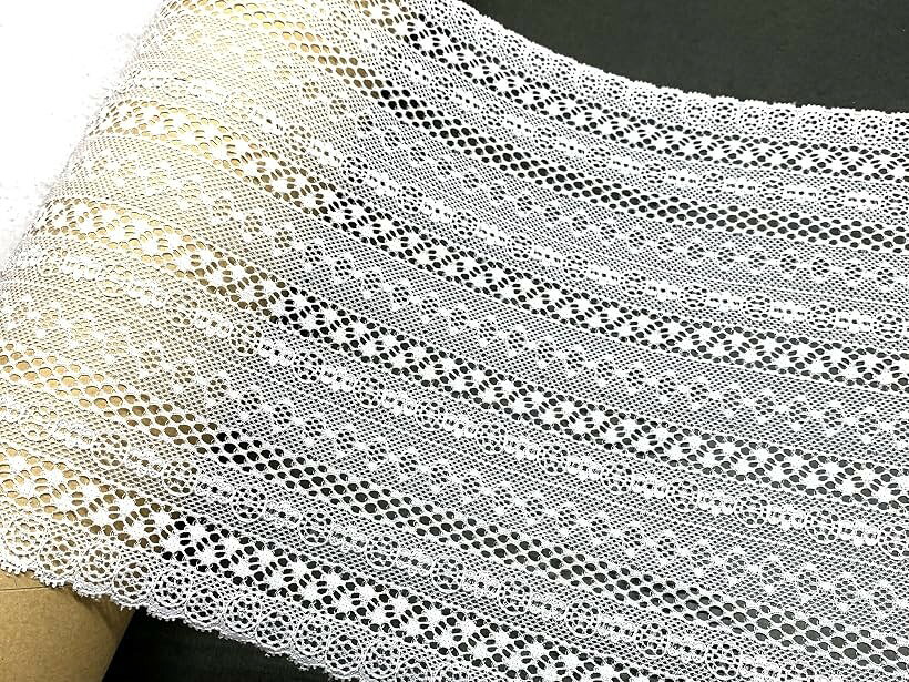 レース ラッセルレース 23cm幅 ストレッチ 3m レース生地 ハンドメイド リメイク 布 ハギレ DIY (ホワイト)