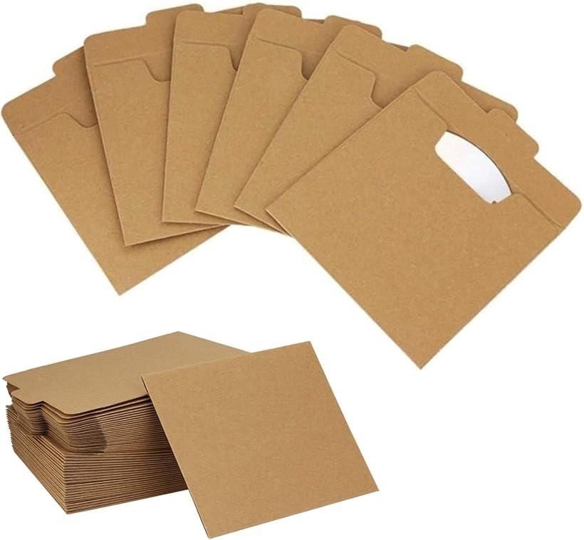 ディスクケース クラフト 紙 CD 40枚入 無地 厚紙 12.5x12.5cm DVD ブルーレイ 収納 保管(2)