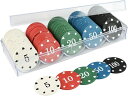 ポーカーチップ カジノコイン プラスチック 数字入り 厚め パーティーゲーム ケース付き 5種類 100枚セット