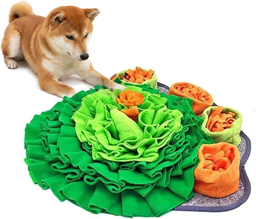 ノーズワークマット スローフィーダー 犬 猫 知育玩具 ペット用品 (グリーン, 43x43cm)