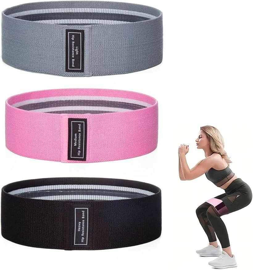 エクササイズバンド 3本セット レジスタンスバンド ストレッチバンド 内転筋 トレーニング 筋トレ ヒップバンド 美尻 フィットネス (グレー/ピンク/ブラック)