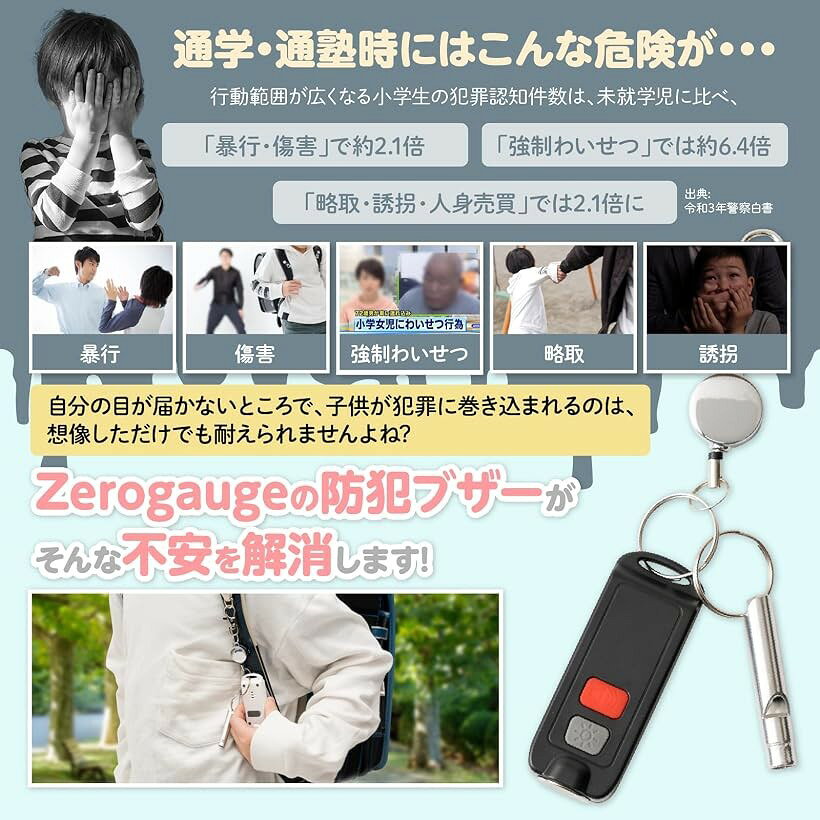 【楽天ランキング1位入賞】防犯ブザー 子供 大人 ホイッスル付き 防犯グッズ 130dB LEDライト付き 白 (白) ohstore-10599112 OHstore サンプル画像3