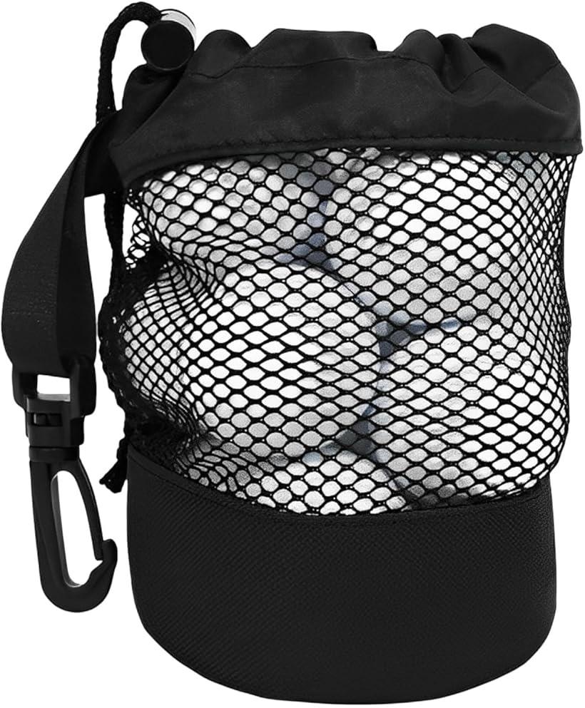 【楽天ランキング1位入賞】ゴルフボールケース 大容量 カラビナ付き メッシュ 収納ケース (ブラック)