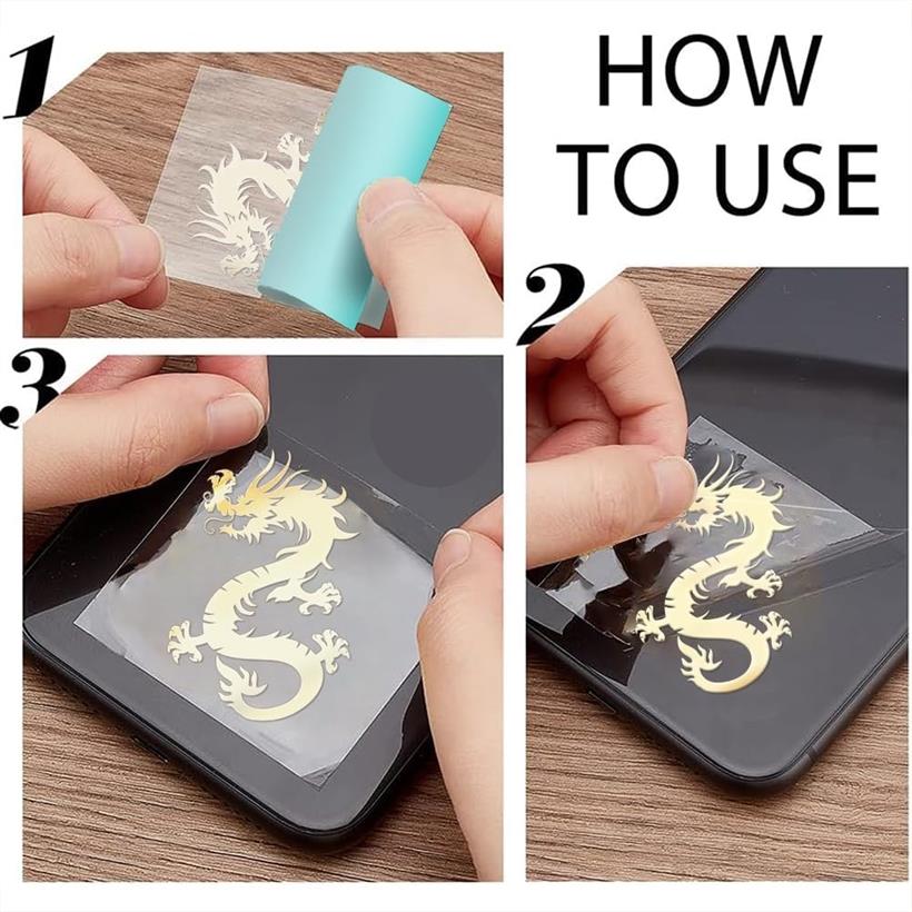 9個9種類 レジンステッカー 竜 龍 ドラゴン 金属製シール メタルシール 金属ステッカー DIY UVレジン封入用 ハンドメイド アクセサリーパーツ 封入素材 デコパーツ 手芸材料 ゴールド ohstore-10634223 OHstore サンプル画像3