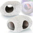 アクアリウム オブジェ オーナメント 水槽用 陶器 洞窟 隠れ家 熱帯魚 アクセサリー 2種セット(グレー, 縦8cmx横6cmx高さ6cm)