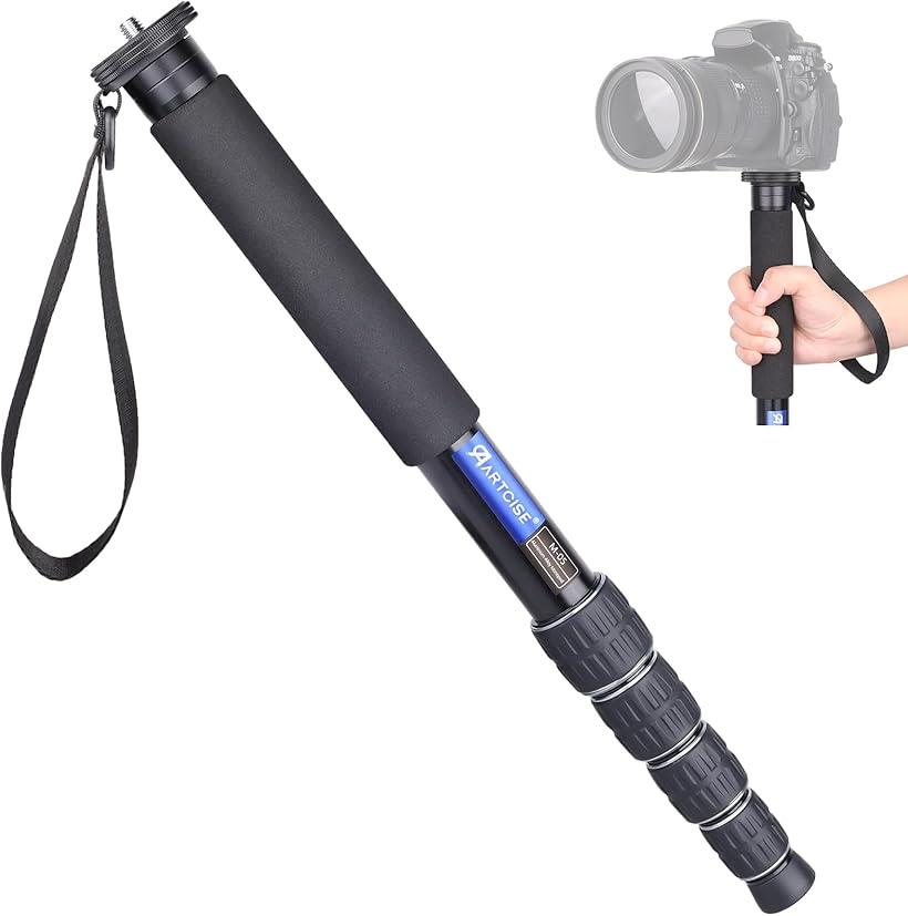 アルミ カメラ 一脚 32.4mm最大管経 5段ナット式伸縮 165cmコンパクト軽量 旅行 トラベル モノポッド DSLR/ビデオ/カムコーダー適用 最大耐荷重13キロ