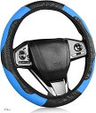 ハンドルカバー ステアリングカバー Sサイズ Mサイズ 兼用 37cm 38cm 軽自動車 普通車 D型 円型 滑り止め 青(ブルー)