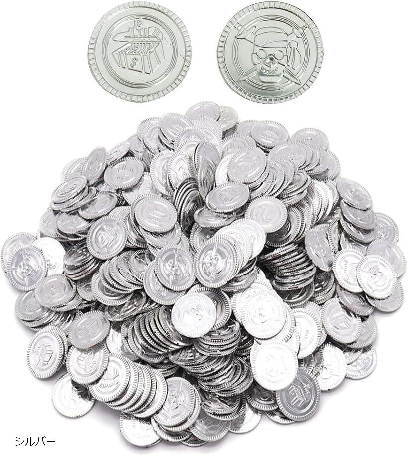 金貨 アンティーク コイン 宝箱 お金 古銭 海賊 カジノ 300枚(シルバー)