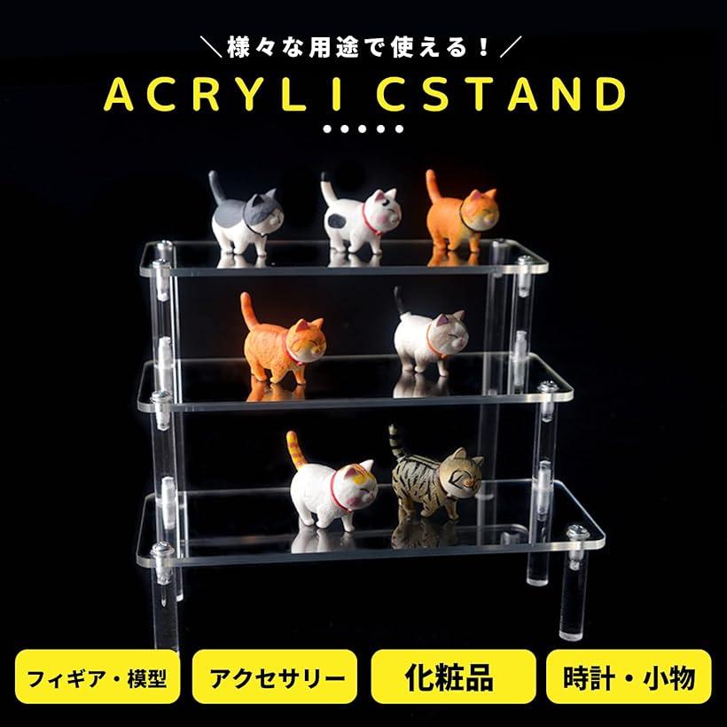 SAMIKAGO アクリル展示台 透明 コレクションケース ディスプレイスタンド アクリルステージ ひな壇 収納棚 ショーケース フィギュアケース マニキュア アクセサリー 人形 化粧品 陳列台 簡単(透明, 4段　30x26x20)