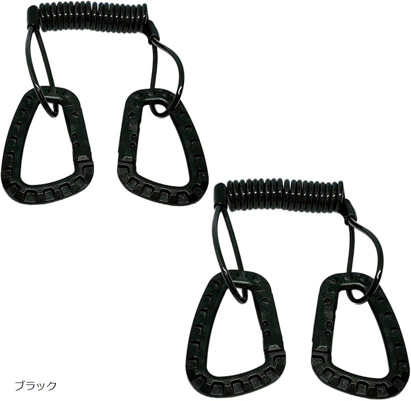 ロッドホルダー カラビナ 釣り 竿 海 バス 車載用ロットホルダー カールコード フック 竿受け 竿掛け 船 ブラック 2個 (ブラック, 2個)