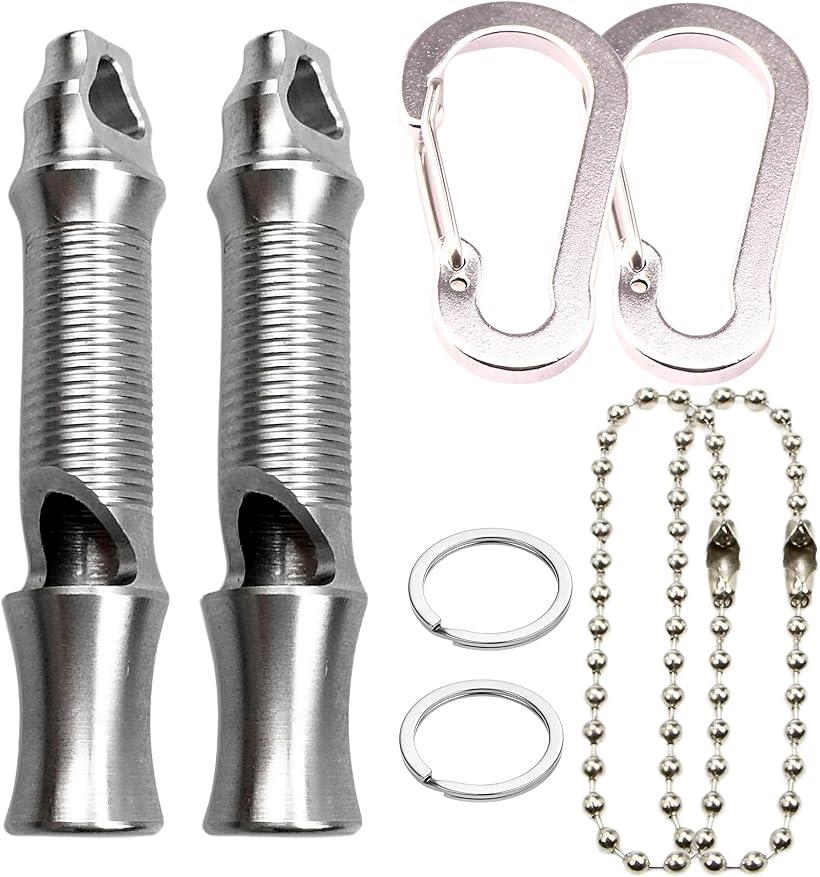 ホイッスル 笛 緊急用呼子笛 防災 防犯 SOS アウトドア 登山 スポーツ 大音量 120dB 軽量 頑丈 チェーン・カラビナ付(シルバー)