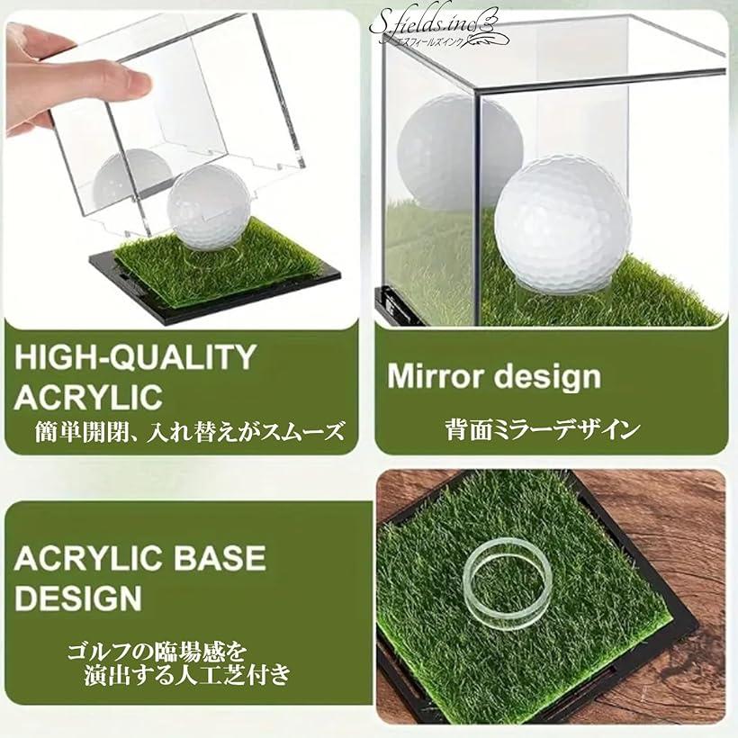 ゴルフボールケース ディスプレイケース 人工芝付き クリア アクリル コレクション...