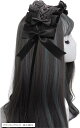 ヘッドドレス ゴスロリ ロリータ 髪飾り ヘアアクセサリー カチューシャ レース リボン ブラックxブラック(ブラックxブラック, 長さ30cm)