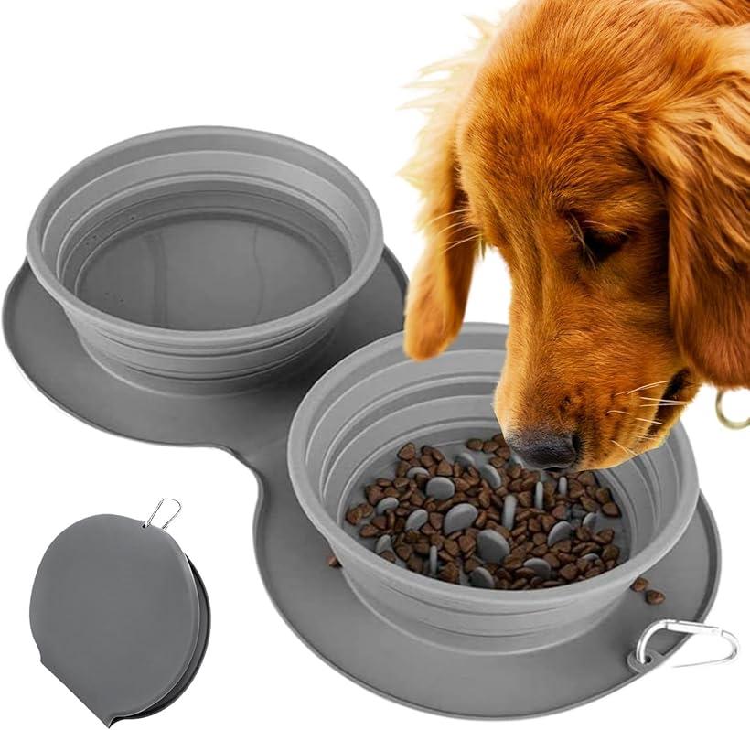 早食い防止 食器 犬 水飲み皿 防災グッズ 猫 災害グッズ 折りたたみ フードボウル 防災備蓄管理士監修 (グレー)