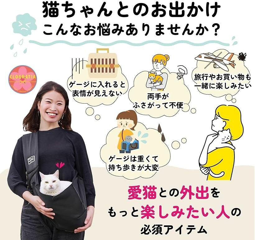 OHstoreの【楽天ランキング1位入賞】猫 抱っこ紐 スリング 抱っこ袋 ペットスリング 犬猫兼用 お出かけ用 キャリーバック 飛び出し防止 軽量 かわいい おしゃれ グレー (グレー)｜アングル2