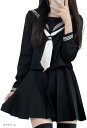 セーラー服 長袖 紺色 茶色 コーヒー 白 3本ライン 学生服 前開き プリーツスカート 女子高校 制服 可愛い コスプレ 蝶結び リボン JK 上下セット 3点セット(ネイビー, L)