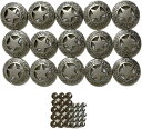 コンチョボタン 足付き 28mm 15個セット シルバー 亜鉛合金 星 レザークラフト(アンティーク, 直径28mm)