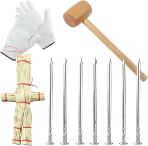 丑の刻参りセット 呪い 儀式 リアリティグッズ 藁人形 木槌 五寸釘 手袋 パーティー ストレス発散 コスプレ小道具
