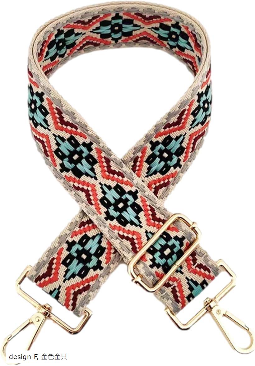 ショルダーストラップ バッグ用 太め 付け替え ショルダーベルト バッグストラップ 肩掛けひも 調節可能 持ち手 取っ手 design-F 金色金具(design-F， 金色金具)
