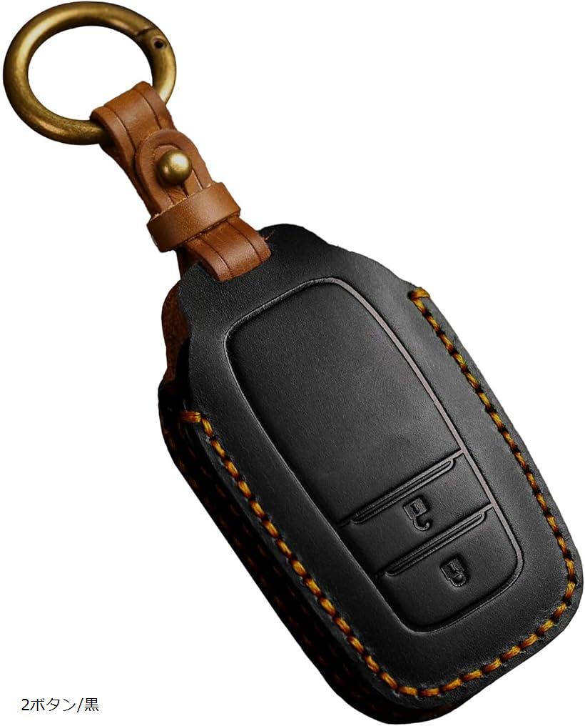 互換品 トヨタ キーケース ハリアー ランクル250 スマートキーケース 本革の上品な風格 ヤリスクロス アクセサリー カローラクロス ランクル300 (2ボタン/黒)