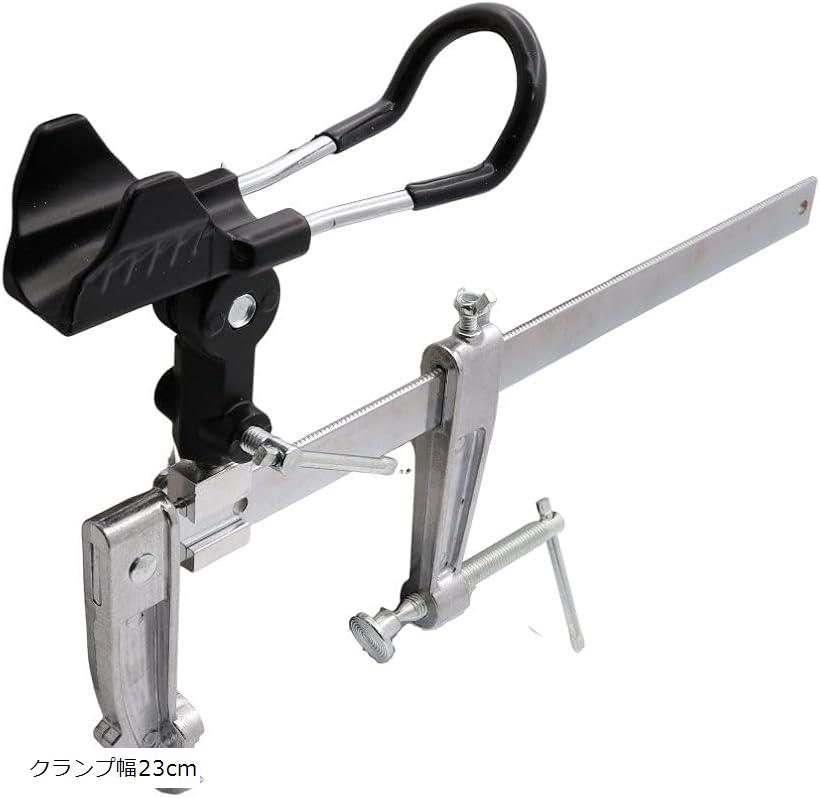 ロッドホルダー 竿受け 竿置き 竿立て 竿掛け 手すり 堤防 船 投げ竿 サビキ カゴ釣り 餌釣り アルミ ステンレス (シルバー, クランプ幅23cm)