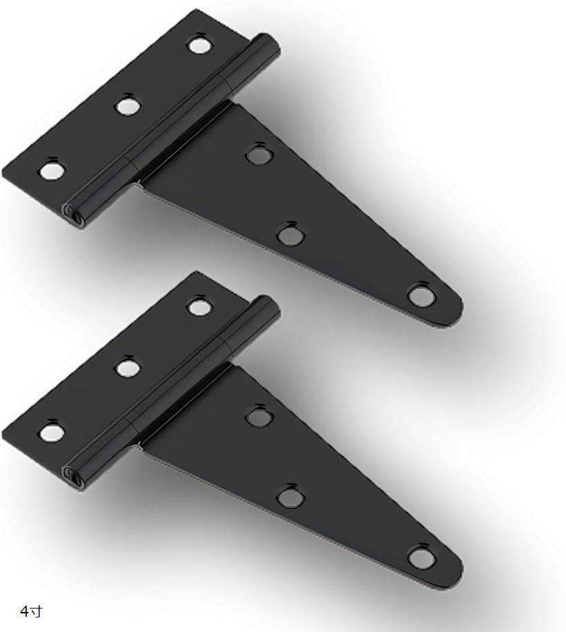 ドアヒンジ T字型 ブラック 2個セット (シルバー, 4寸)