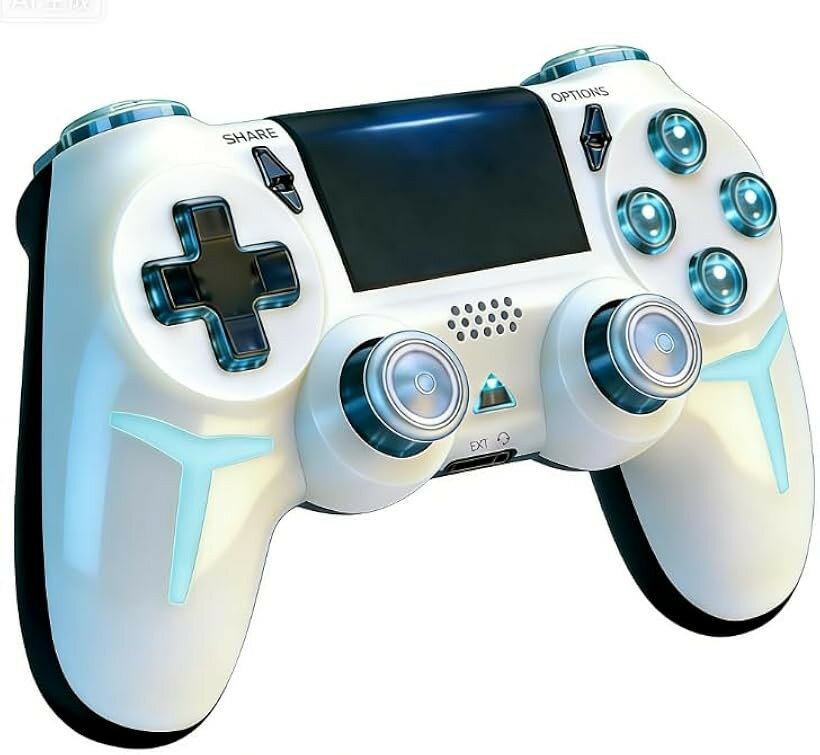 ps4コントローラー pc 革新モデル ゲームパッド 6軸ジャイロセンサー 二重振動 高精密ボタン Bluetoooth 無線/有線安定接続 遅延なし (パールホワイト)