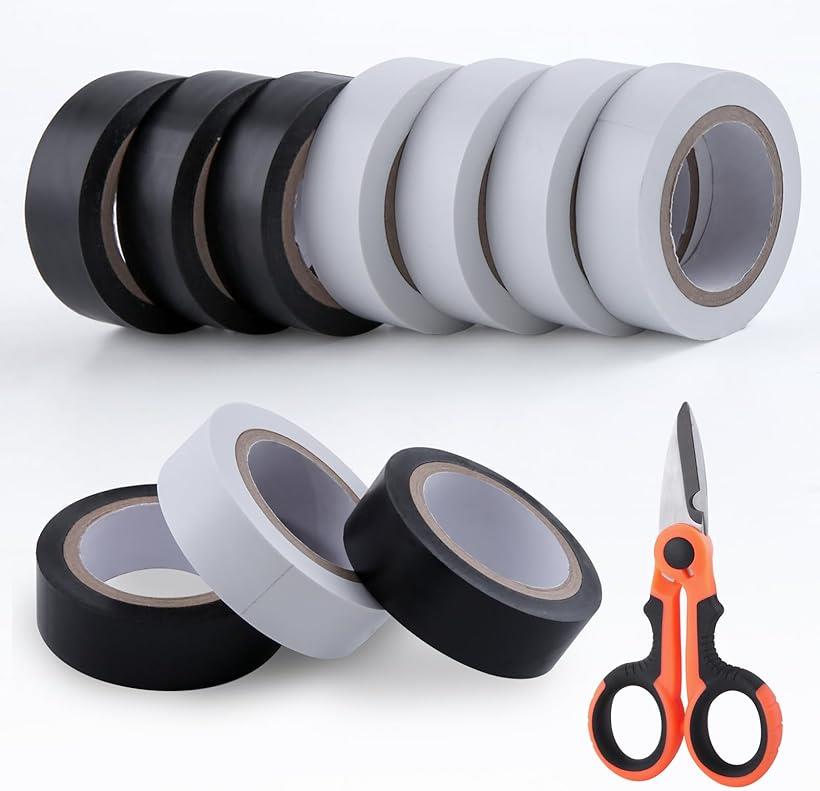 10巻パック 電気テープ 19.1mm x 20m 絶縁テープ 電熱テープ ビニールテープ ハーネステープ 防水テー..
