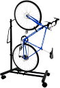 自転車スタンド 直立式 省スペース収納 29インチ対応 キャスター付き 室内用(ブラック)