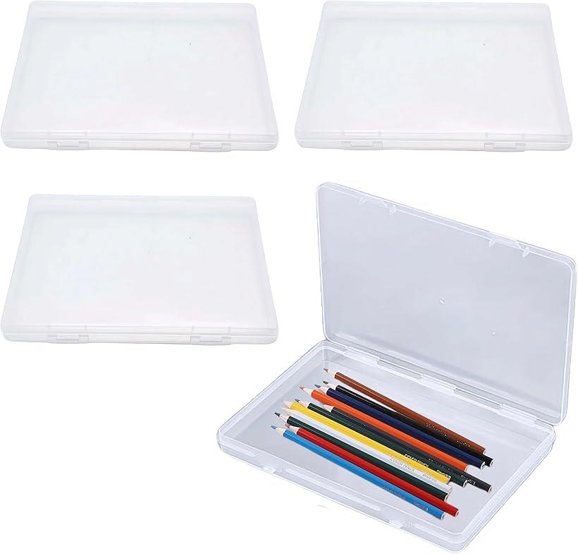 プラスチックケース クリアケース パーツケース 小物 収納 蓋付き 長方形 22.5x16.5x2.5cm 4個 セット(..