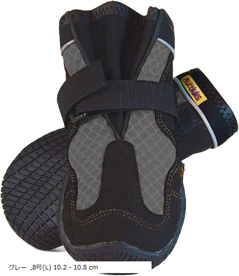 マッドモンスターズ 犬 靴 脱げない 履かせやすい 丈夫で柔らかい靴底 獣医師推薦 夏 1足 2個入り (グレー, 8号(L) 10.2 - 10.8 cm)