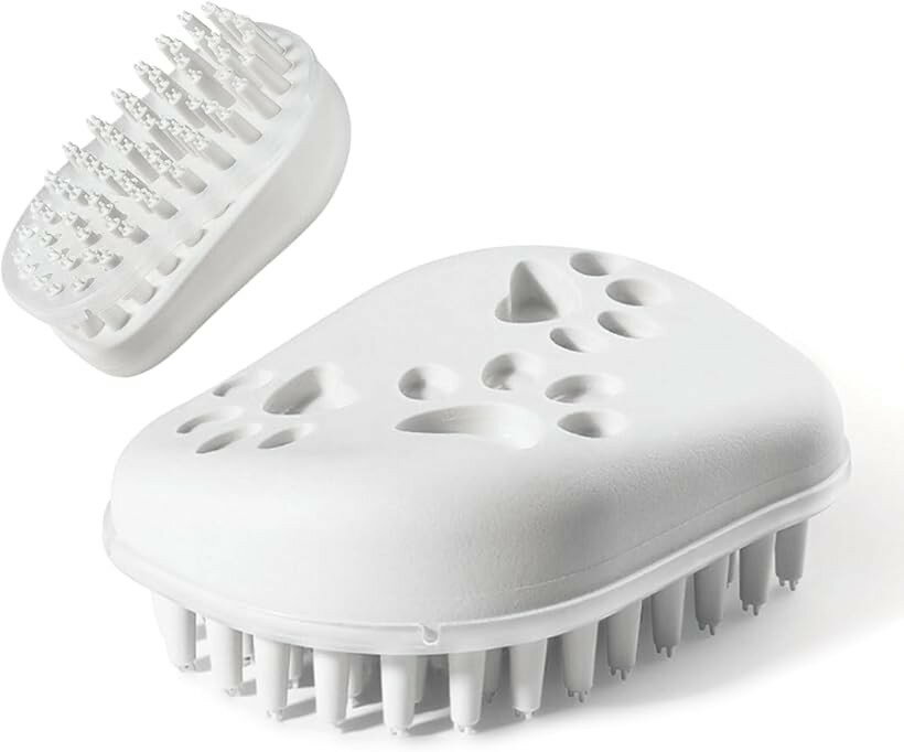 犬 お風呂 ブラシ 猫 毛取り バスブラシ シャンプーブラシ ブラッシング 抜け毛対策 3D特殊構造ブラシ (ホワイト)