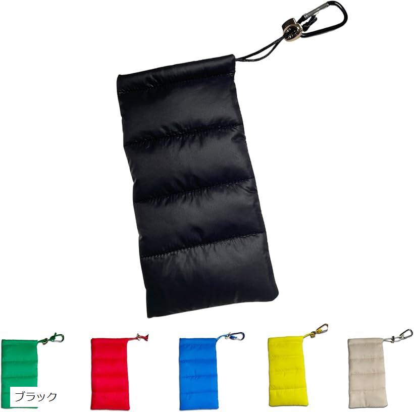 スマホ 巾着 スマホ入れ 巾着袋 メガネケース ソフト カラビナ ミニポーチ 小物ポーチ (ブラック, 小)