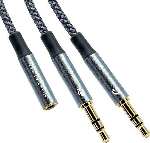 互換品 3.5mm 4極 3極 変換ケーブル メス - オスx2 分岐 ヘッドセット・マイク対応 高耐久ナイロン編み & 金メッキ端子 多重シールド 低ノイズ音質設計 30cm 互換品 3.5mm 4極 3極 変換ケーブル メス - オスx2 分岐 ヘッドセット・マイク対応 高耐久ナイロン編み & 金メッキ端子 多重シールド 低ノイズ音質設計 30cm