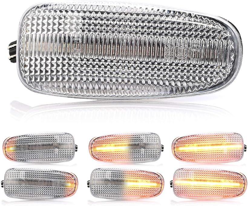 互換品 互換品 W210 W170 W208 W638 ファイバーLED シーケンシャル フロントサイドマーカー クリアレンズ メルセデス ベンツ 左右1組 Eクラス CLK SLK Vクラス (クリア)