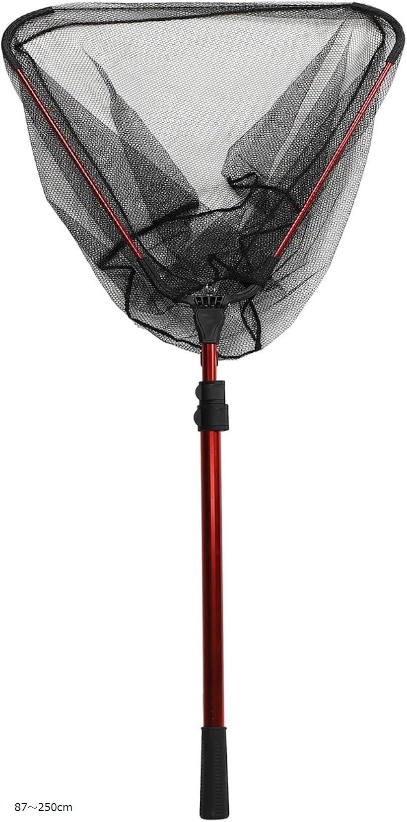 網 タモ網 魚 釣り 大型 折りたたみ 長さ調整 可能 伸縮 ランディングネット 釣り網 柄 玉網 フィッシング たも網 釣具(レッド, 87～250cm)