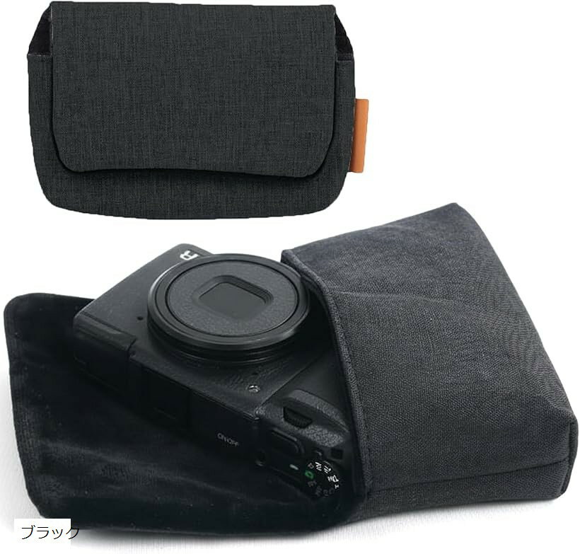 デジカメ ケース ソフト デジタルカメラ 小型 コンデジ 収納ポーチ コンパクト シンプル (ブラック)