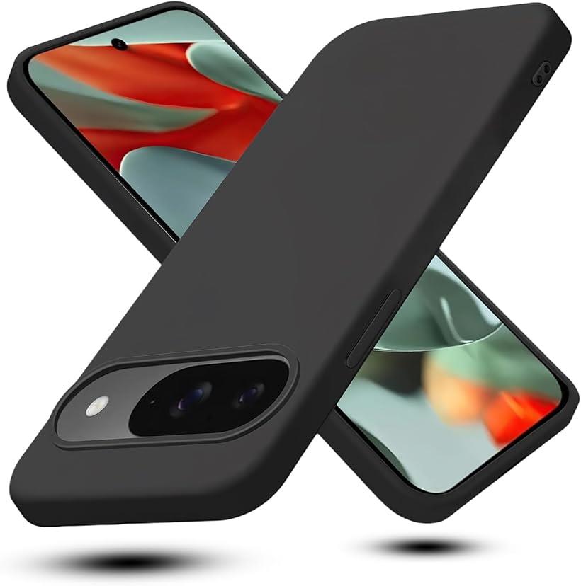 Google Pixel 9 Pro XL ケース スマホケース シリコン 耐衝撃 ソフト 薄型 ストラップホール付き (ブラック, TMK-UCI-471)