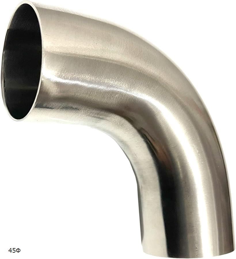 互換品 ステンレス 曲げ パイプ 90度 マフラー エキゾースト 排気管 汎用 ジョイント ワンオフ 加工 直角 SUS 304 1.5mm 厚 (45Φ)