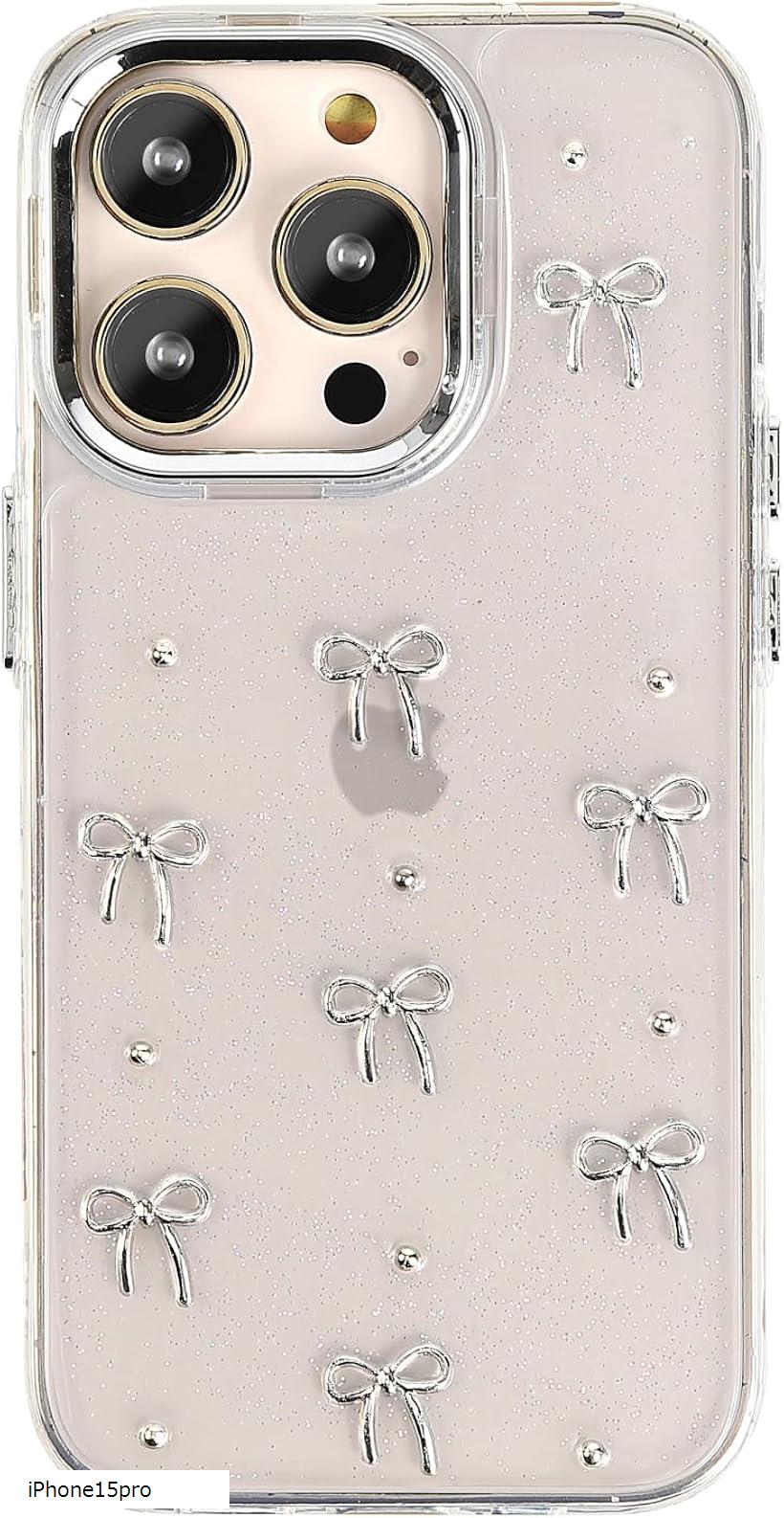 Rakuten - リボンxキラキラ スマホケース ラメ クリア 韓国 かわいい iphoneケース (クリア, iPhone15pro)